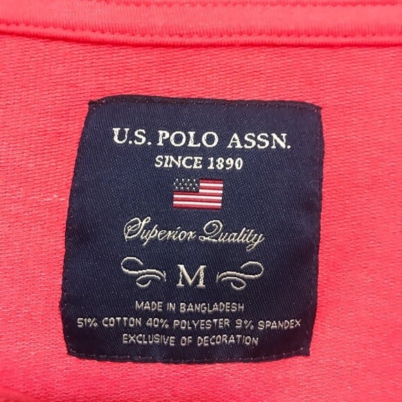 US Polo Assn Coral top women long sleeve V neck hi low sweater size M causal - Picture 4 of 8